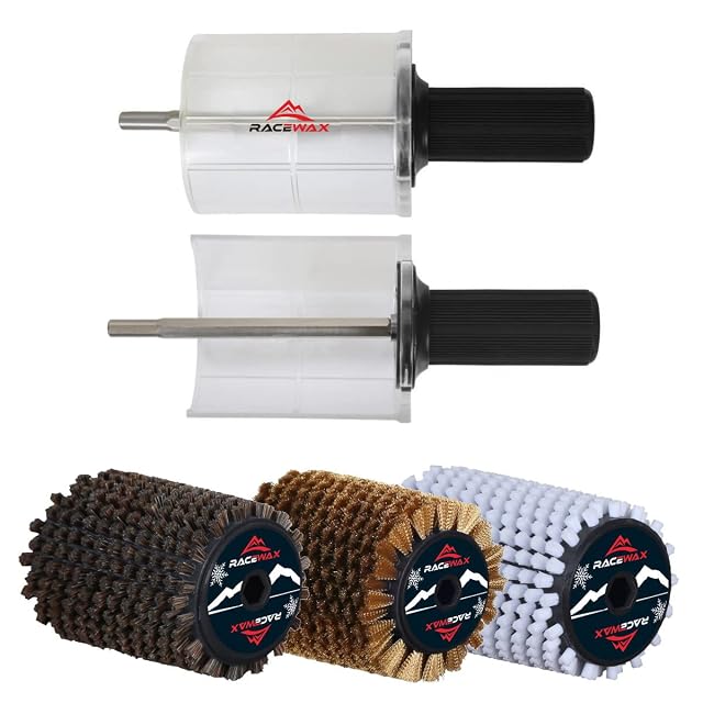 Juego de cepillos rotativos RaceWax de nailon, crin y cobre con mango Speed Stick