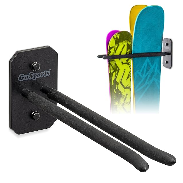 Soporte mural de acero GoSports para esquís y tablas de snowboard