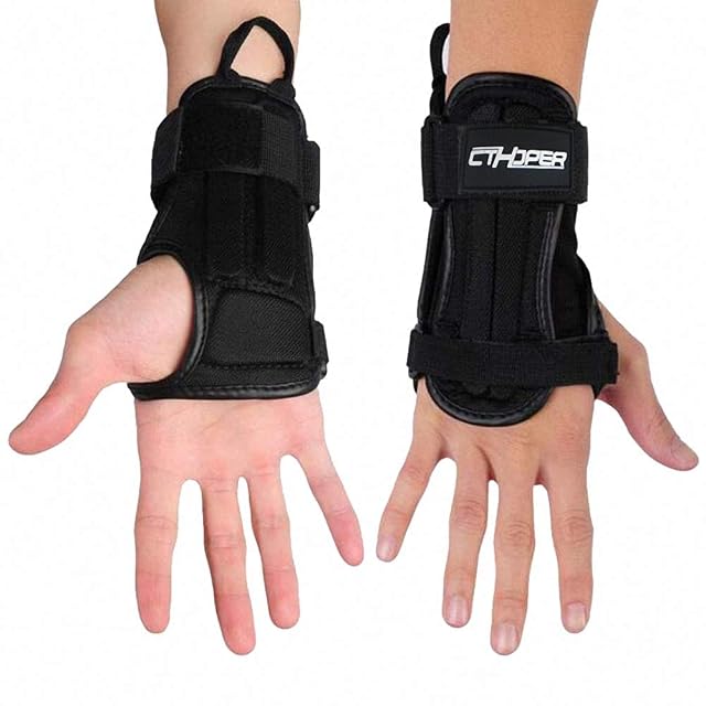 Par de protectores de muñeca CTHOPER negros con correas ajustables